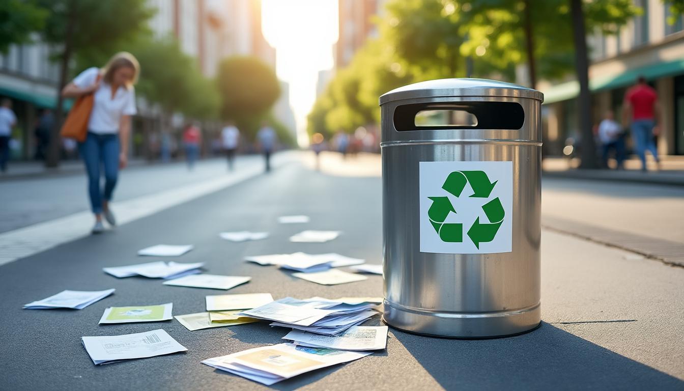 découvrez les mentions obligatoires, le logo à utiliser et les bonnes pratiques pour ne pas jeter vos flyers et documents sur la voie publique, afin de respecter la réglementation et préserver l'environnement.